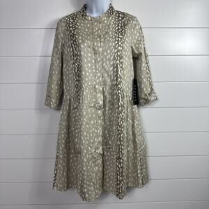 Tuckernuck Royal Shirt Dress Stretch Button Front Tan Antelope Print sz XS